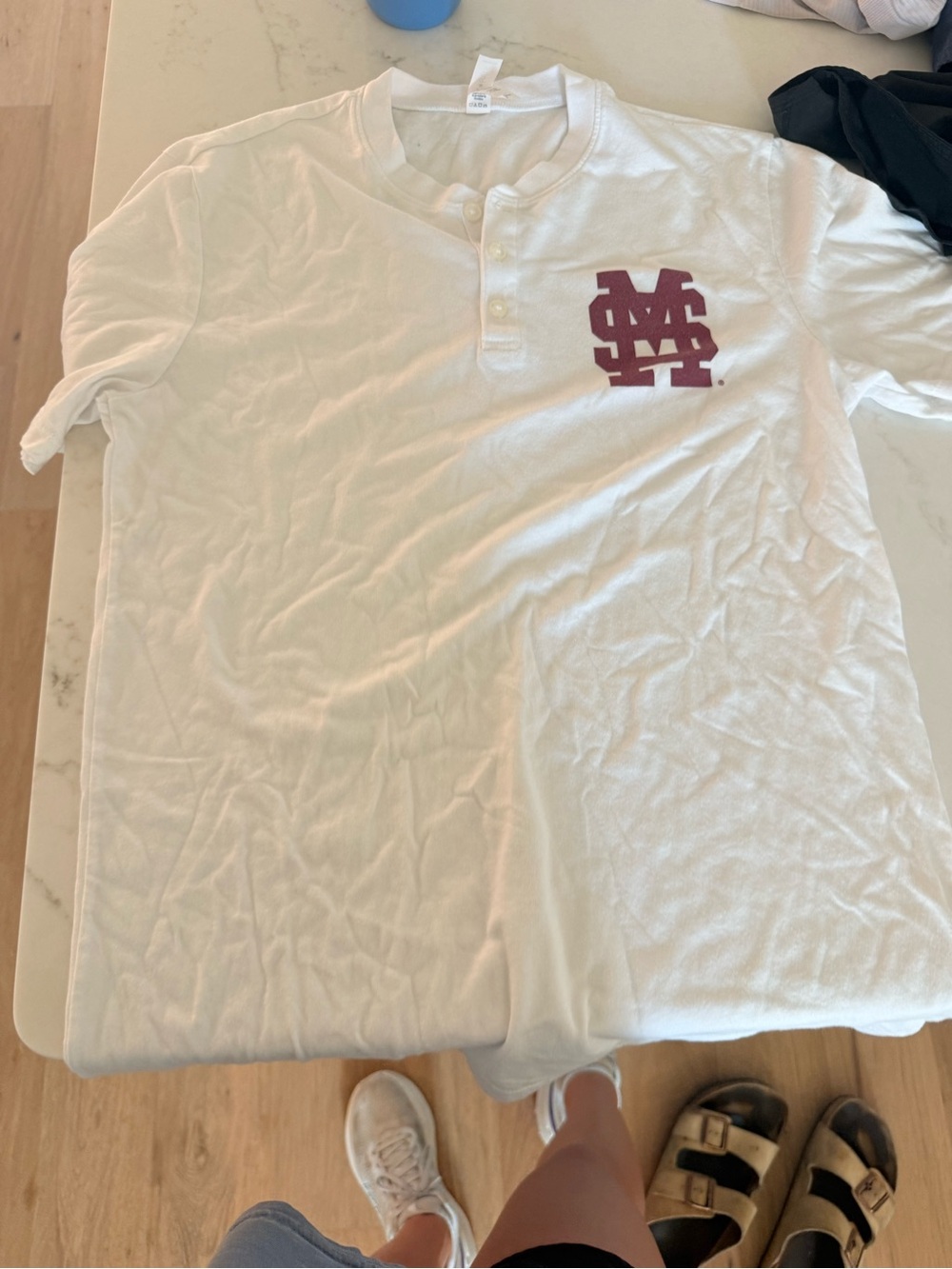 Mississippi state Henley Tee with Maroon Logo